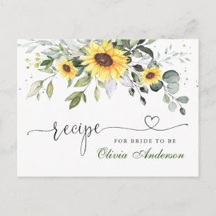 Elegant Eucalyptus Bridal Shower Recipe Card