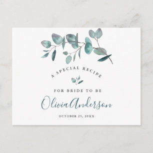 Elegant Eucalyptus Bridal Shower Recipe Card