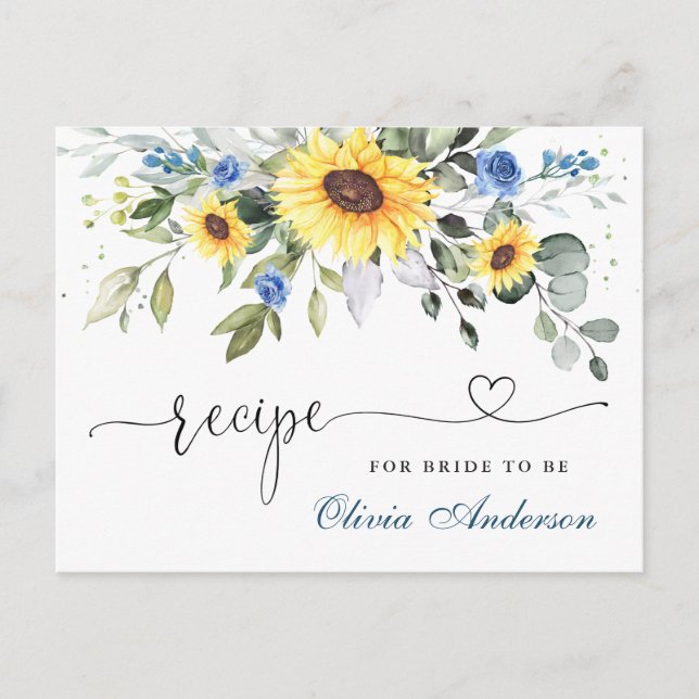 Elegant Eucalyptus Bridal Shower Recipe Card (Front)