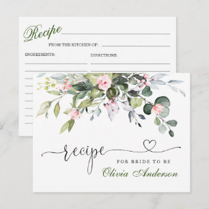 Elegant Eucalyptus Bridal Shower Recipe Card