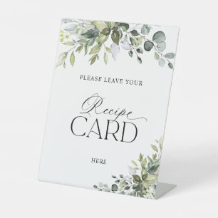 Elegant Eucalyptus Bridal Shower Recipe Card Sign 