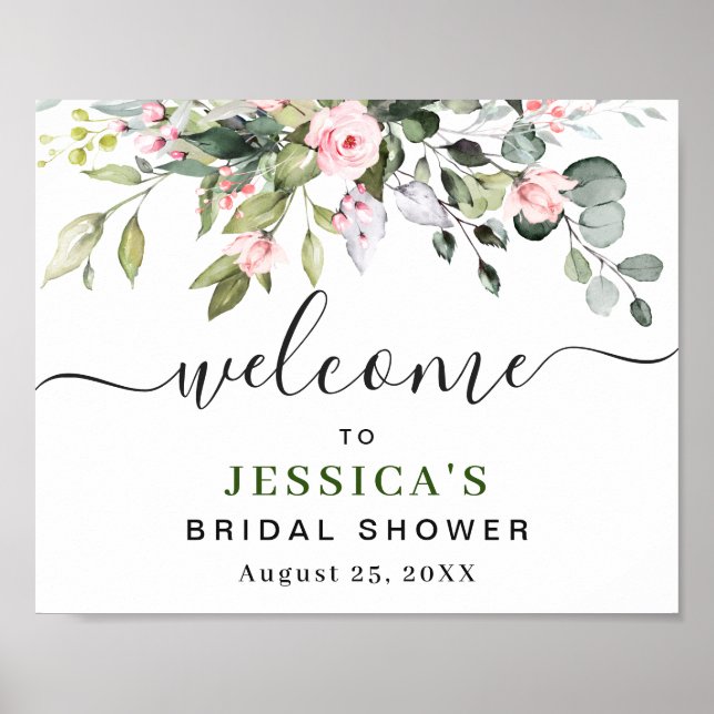 Elegant Eucalyptus BRIDAL SHOWER Welcome Sign (Front)