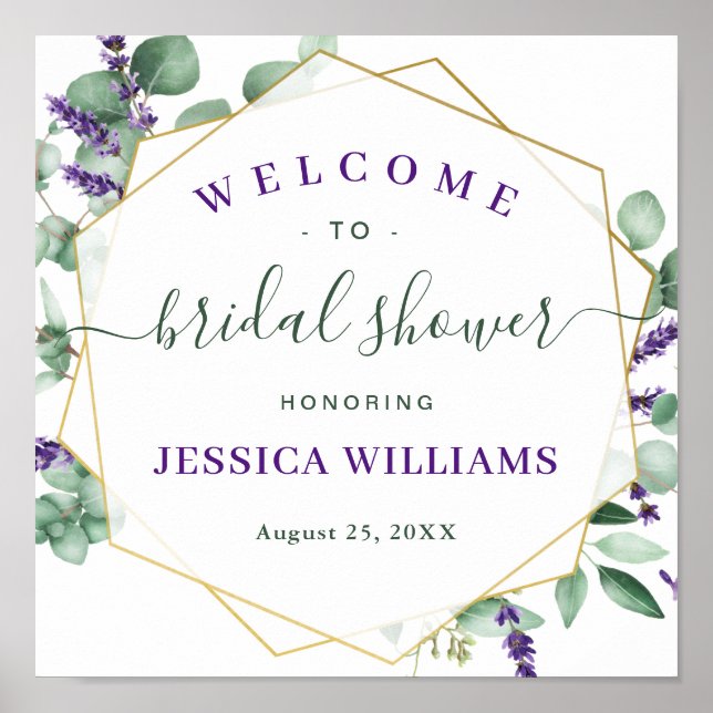Elegant Eucalyptus BRIDAL SHOWER Welcome Sign (Front)