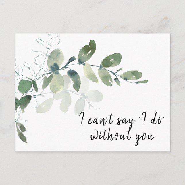 Elegant Eucalyptus Bridesmaid Proposal Card (Front)