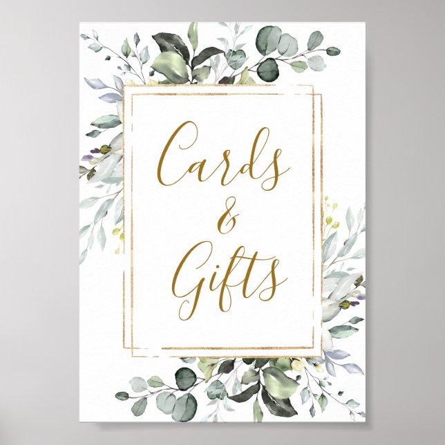 Elegant Eucalyptus Cards and Gifts Wedding Sign (Front)