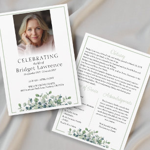 Elegant Eucalyptus Celebrating Life Of - Funeral Programme