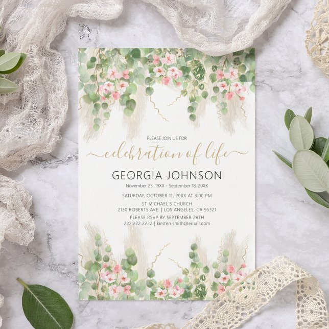 Elegant Eucalyptus Celebration of Life | Memorial Invitation (Creator Uploaded)