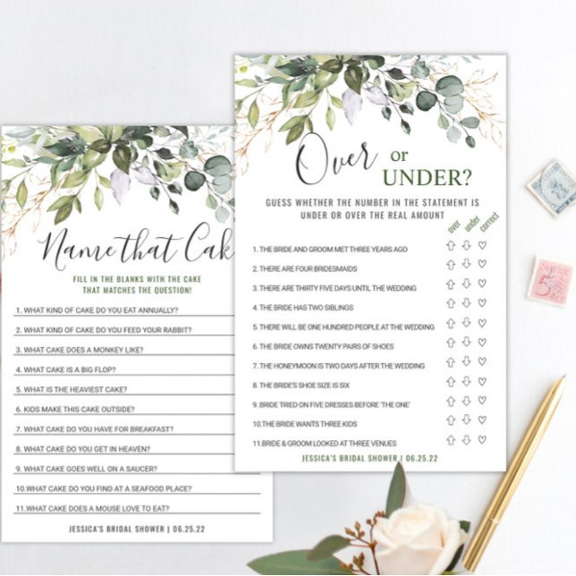 Elegant Eucalyptus Double-Sided Bridal Shower Game (Creator Uploaded)
