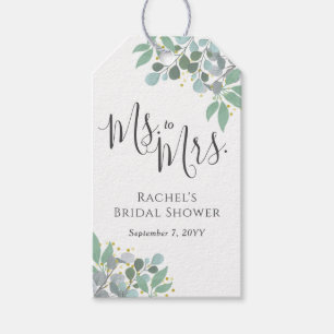 Elegant Eucalyptus Dusty Blue Bridal Shower Gift Tags