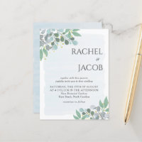 Elegant Eucalyptus Dusty Blue Wedding Invitation