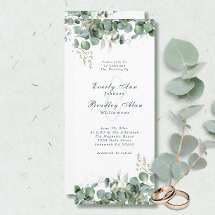 Elegant Eucalyptus Emerald Green Botanical Wedding Programme