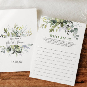 Elegant Eucalyptus Floral Bridal Shower Game Card
