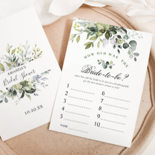 Elegant Eucalyptus Floral Bridal Shower Game Card