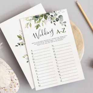 Elegant Eucalyptus Floral Bridal Shower Game Card