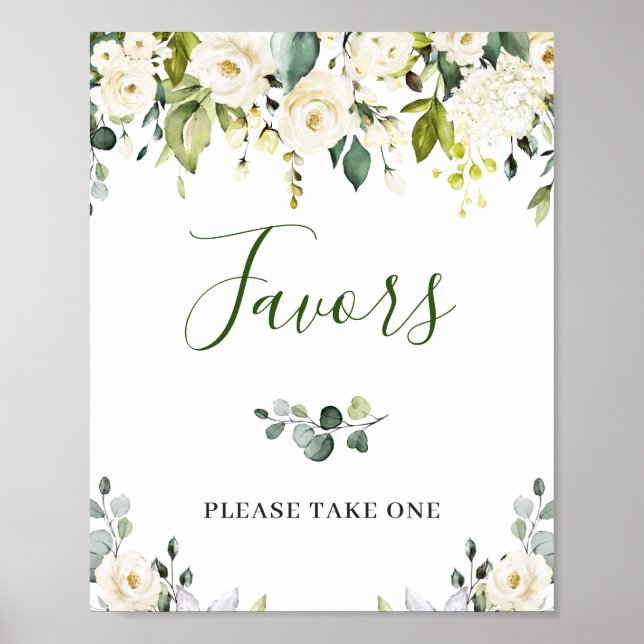 Elegant Eucalyptus Floral Favours Wedding Sign (Front)