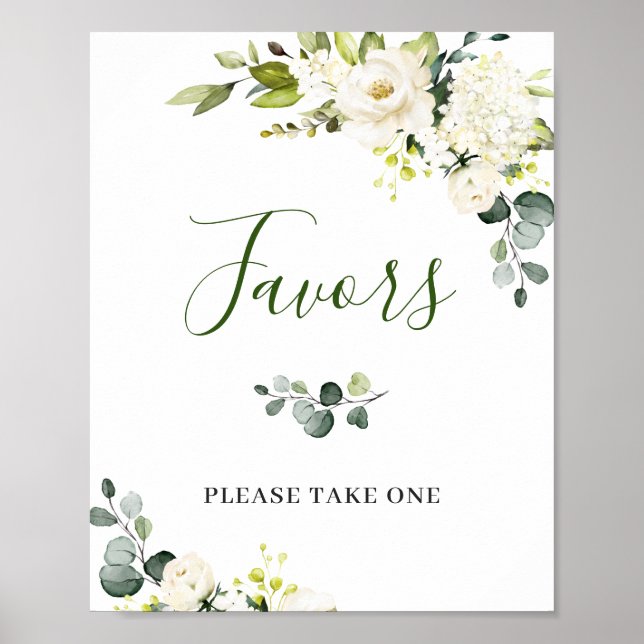 Elegant Eucalyptus Floral Favours Wedding Sign (Front)