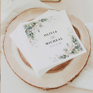 Elegant Eucalyptus Floral Greenery Wedding Napkins