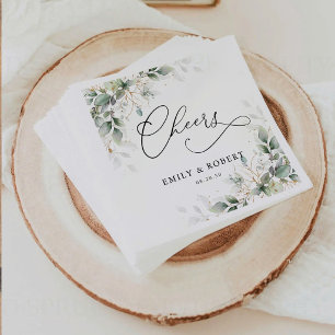 Elegant Eucalyptus Floral Greenery Wedding Napkins