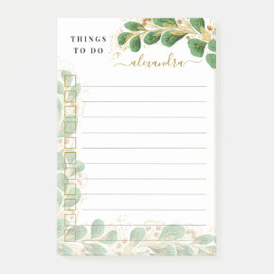 Elegant Eucalyptus Floral Lined Things To Do Post-it Notes