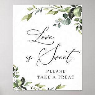 Elegant Eucalyptus Floral Love is Sweet Wedding Poster
