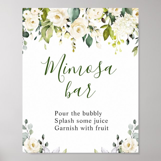 Elegant Eucalyptus Floral Mimosa Bar Wedding Sign (Front)