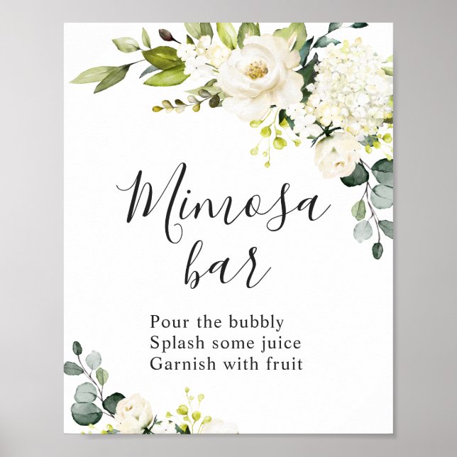 Elegant Eucalyptus Floral Mimosa Bar Wedding Sign (Front)