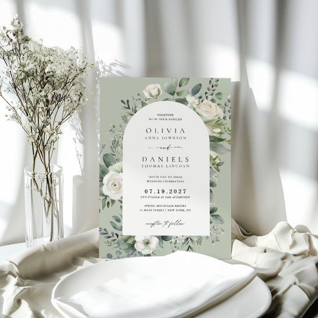 Elegant Eucalyptus Floral Sage Green Wedding Invitation (Creator Uploaded)