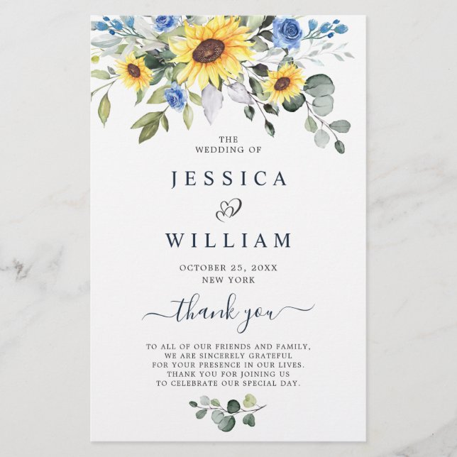Elegant Eucalyptus Floral Wedding Ceremony Program (Front)