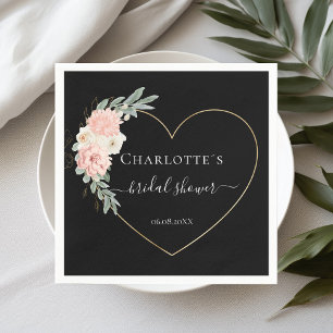 Elegant Eucalyptus Flower Heart Bridal Shower   Napkin