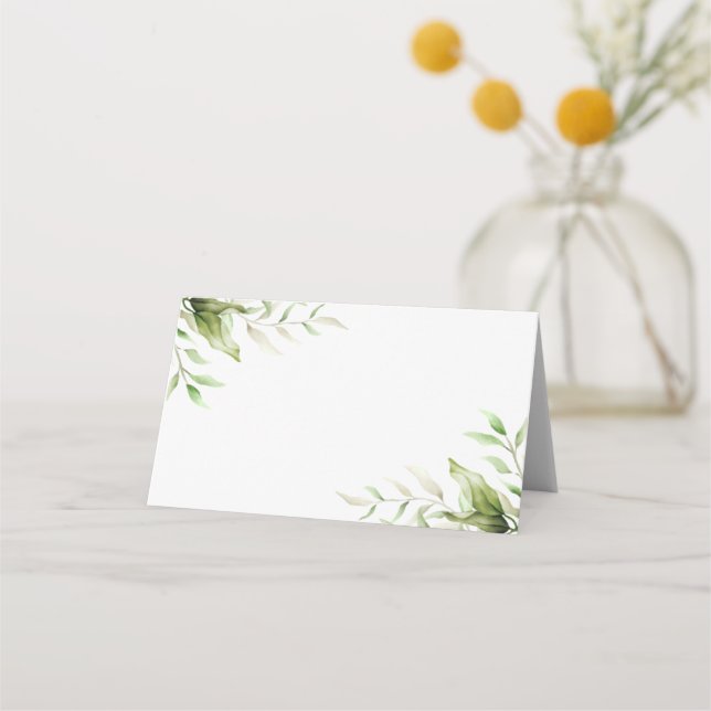 Elegant Eucalyptus Foliage Botanical Wedding Place Card (Front)