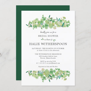 Elegant Eucalyptus Foliage Bridal Shower Invitation