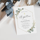 Elegant eucalyptus frame baptism invitation<br><div class="desc">beautiful watercolor eucalyptus foliage design. The text and wording along with other features of this design can be customised.</div>