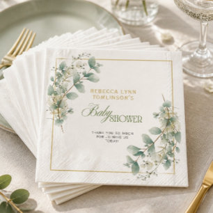 Elegant Eucalyptus Gender Neutral Baby Shower Napkin