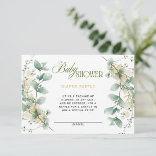 Elegant Eucalyptus Gender Neutral Diaper Raffle Enclosure Card