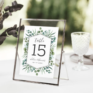 Elegant Eucalyptus Geometric Table Number Card