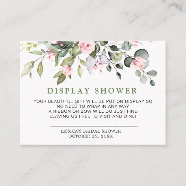 Elegant Eucalyptus Gift Bridal DISPLAY SHOWER Enclosure Card (Front)