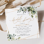 Elegant Eucalyptus Gold Greenery Bridal Shower Invitation<br><div class="desc">This elegant Boho Greenery collection features mixed watercolor greenery leaves paired with a classy serif & delicate sans font in black,  with a monogram on the back. Matching items available.</div>