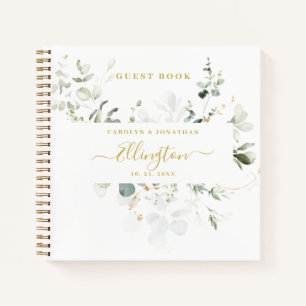 Elegant Eucalyptus Gold Script Photo Guest book