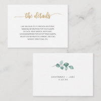 Elegant Eucalyptus Gold wedding info details card