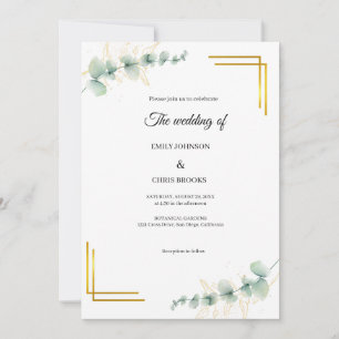 Elegant Eucalyptus Gold Wedding  Invitation