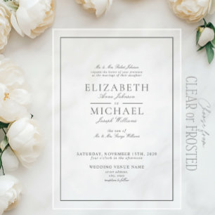 Elegant Eucalyptus Green Classic Script Wedding Acrylic Invitations