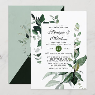 Elegant Eucalyptus Greenery Airy Rustic Wedding Invitation