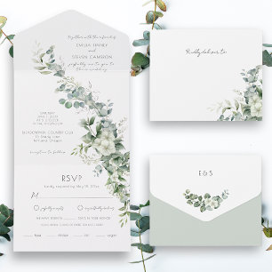 Elegant Eucalyptus Greenery All In One Invitation