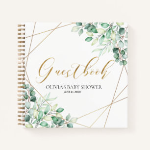 Elegant Eucalyptus Greenery Baby Shower Guestbook Notebook
