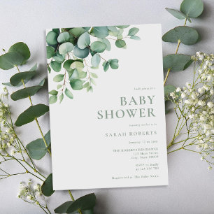 Elegant Eucalyptus Greenery Baby Shower Invitation