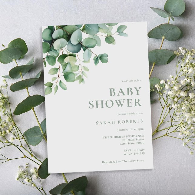 Elegant Eucalyptus Greenery Baby Shower Invitation (Creator Uploaded)