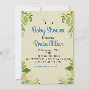 Elegant Eucalyptus Greenery Baby Shower Party Invitation