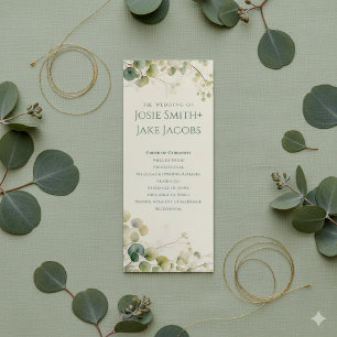 Elegant Eucalyptus Greenery Botanical Ceremony Programme