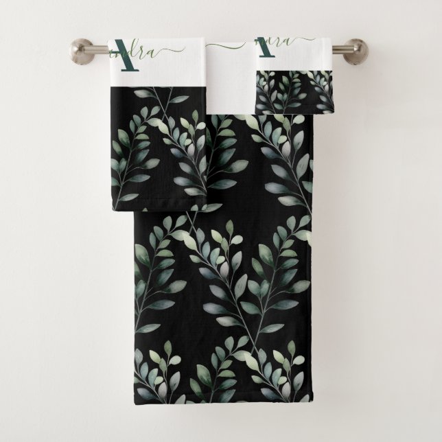 Elegant Eucalyptus Greenery Botanical Towel Set (Insitu)