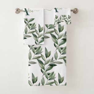 Elegant Eucalyptus Greenery Botanical Towel Set